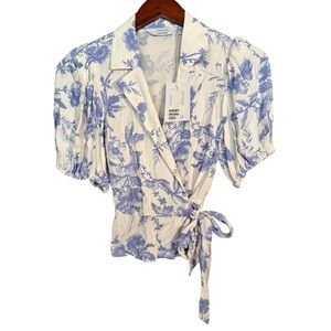 & Other Stories Blue and Cream Blouse